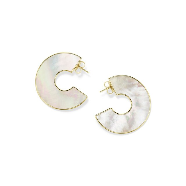 Ippolita Polished Rock Candy Shell Hoop Earrings in Mother-of-Pearl