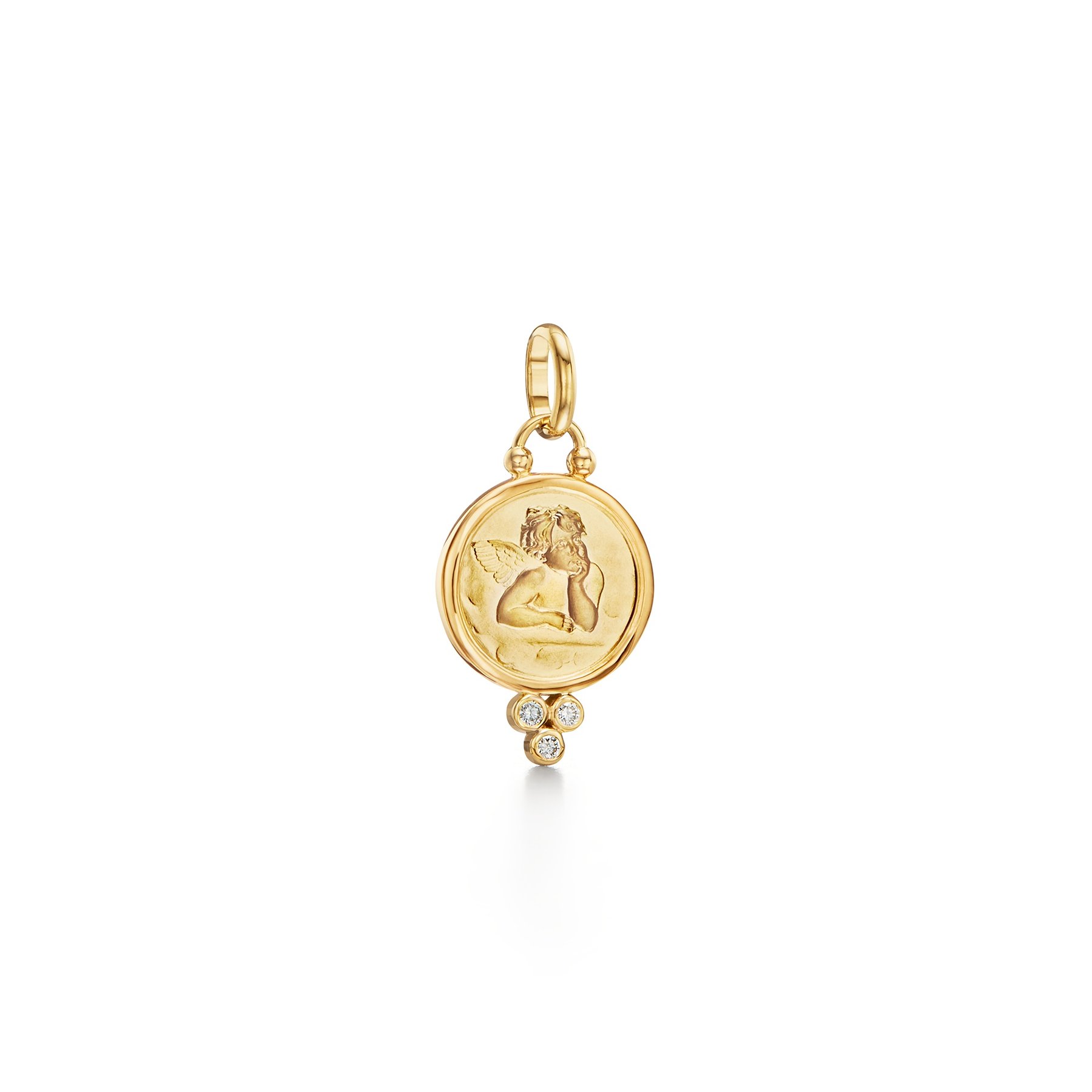 Temple St. Clair Angel 18kt Gold and Diamond 14mm Cherub Pendant