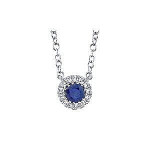 Blue Sapphire and Diamond 14kt White Gold Necklace